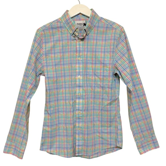 Goodfellow & Co Pastel Blue Multi Slim Northrop Casual Button Down Shirt Size S - Picture 1 of 7
